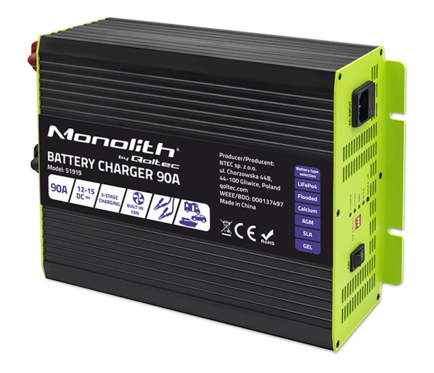 Qoltec Monolith (LiFePO4, AGM, GEL, SLA, 90A, 12V) - 1289107 - zdjęcie 2